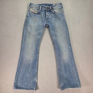 Diesel Zathan Jeans Mens 3Blue Light Wash Bootcut Button Distressed Fits 29x29